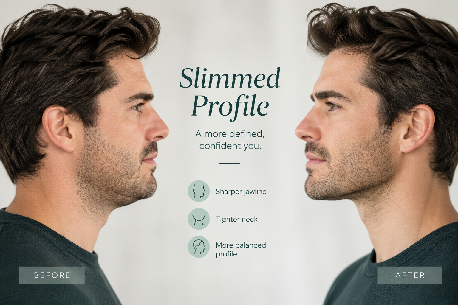Slimmed lower-face profile following masseter muscle relaxation treatment